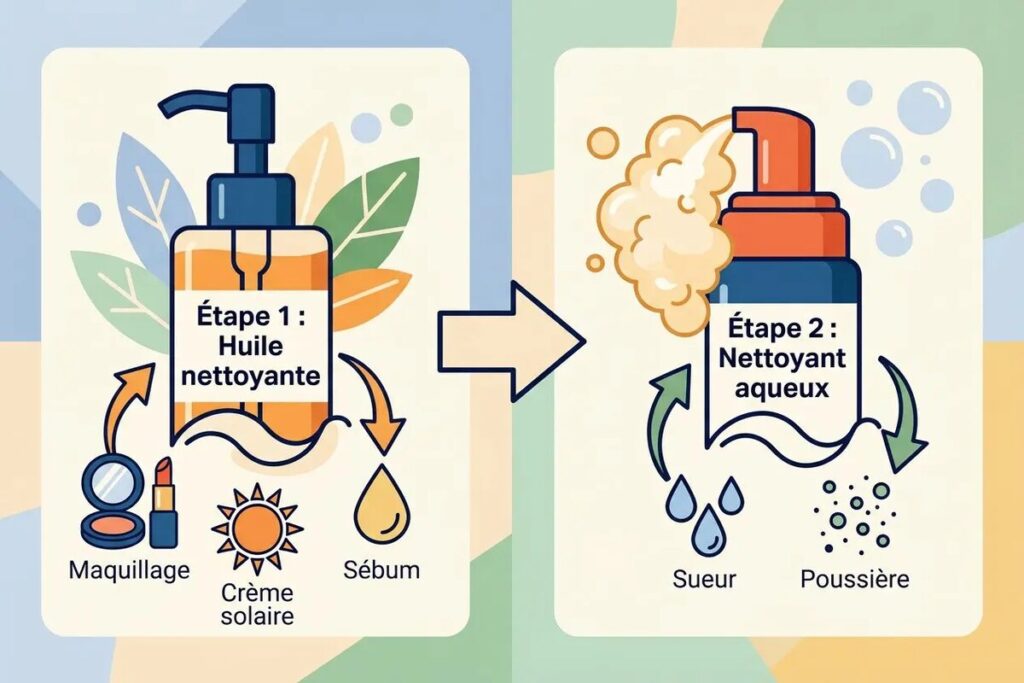 Étapes du double nettoyage coréens
